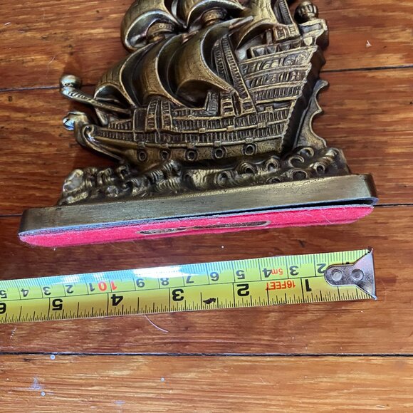 Vintage BOOK ENDS Philadelphia Mfg. Co. Cast Iron w/ Bronzed Finish Sailing Ship - Picture 12 of 12